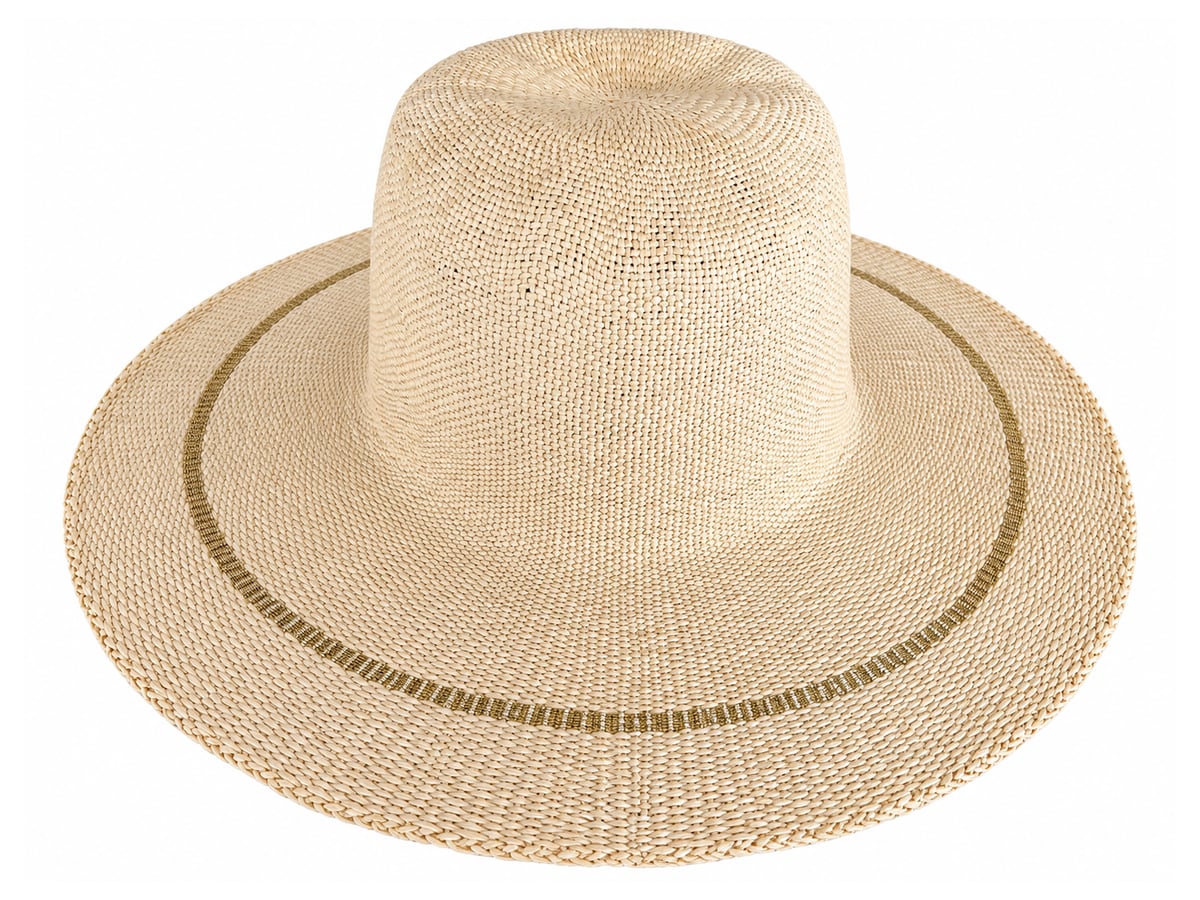Cream Paper Hat Body with Single Fine Olive Brim Ring | product photo