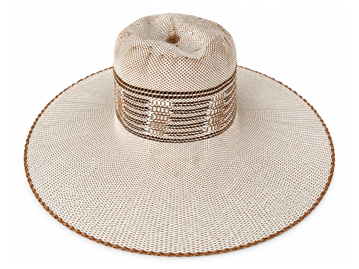Ivory and Brown Paper Hat Body with a Dented Crown | product photo