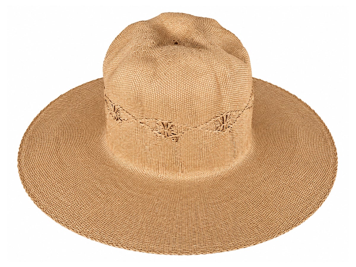 Tan Paper Hat Body with a Sculpted Openwork Crown | product photo