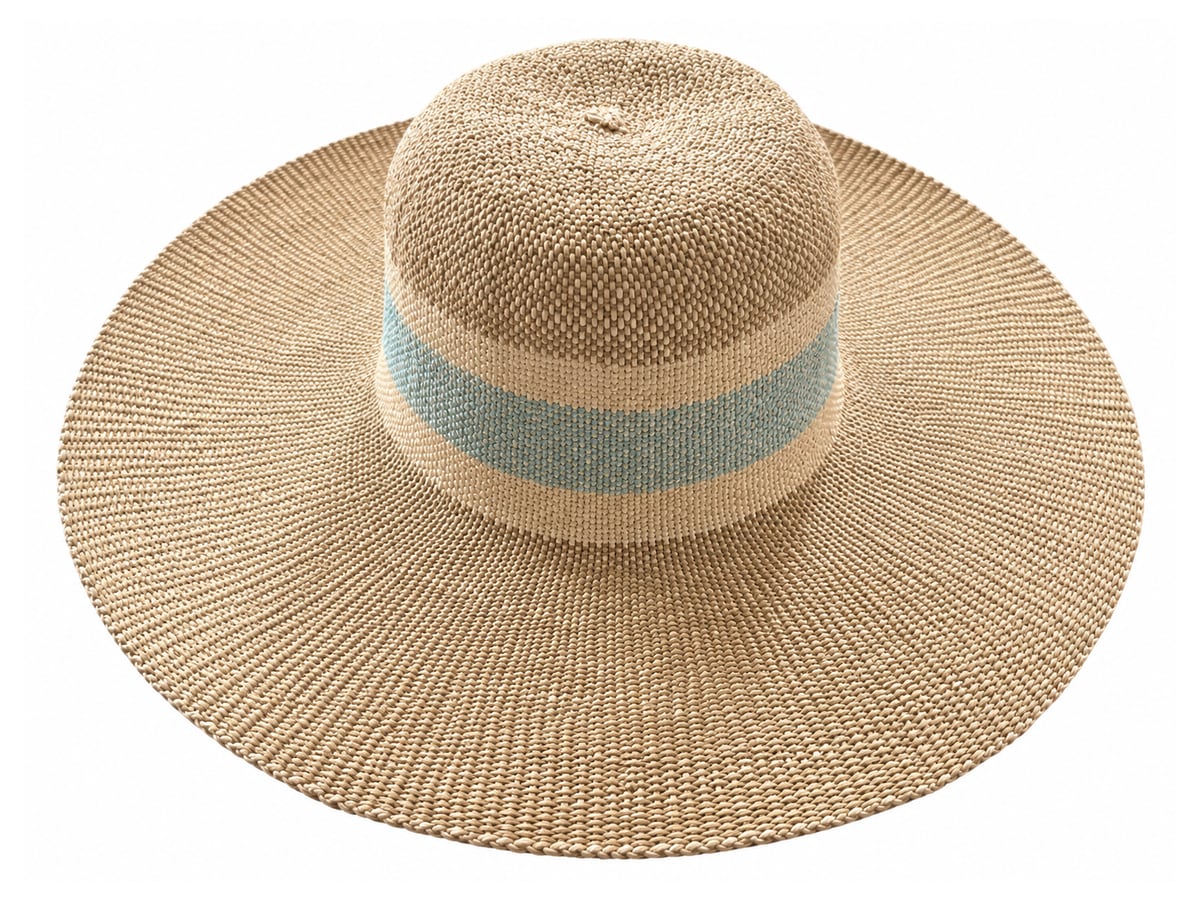 Beige Paper Hat Body with Soft Aqua Crown Stripes | product photo