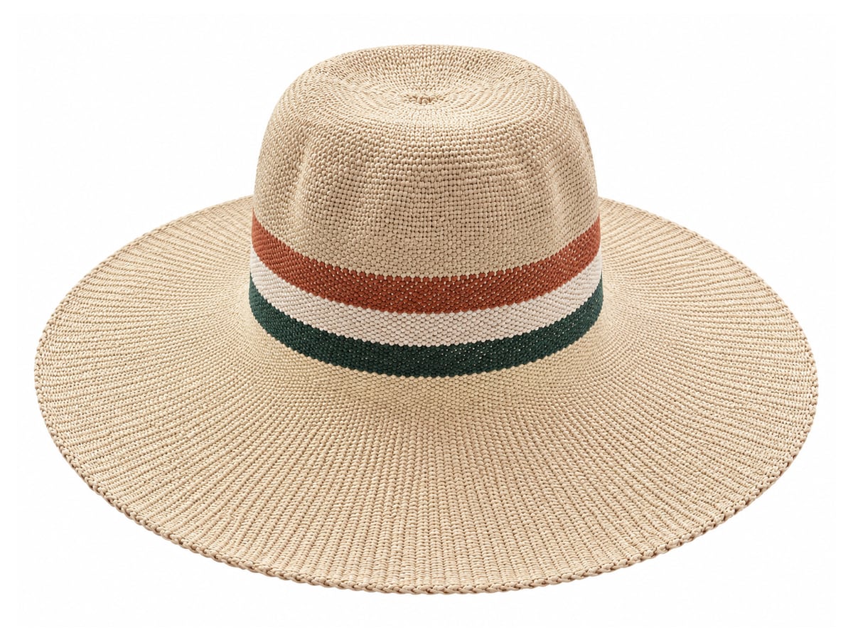 Cream Paper Hat Body with Rust and Green Crown Bands | product photo