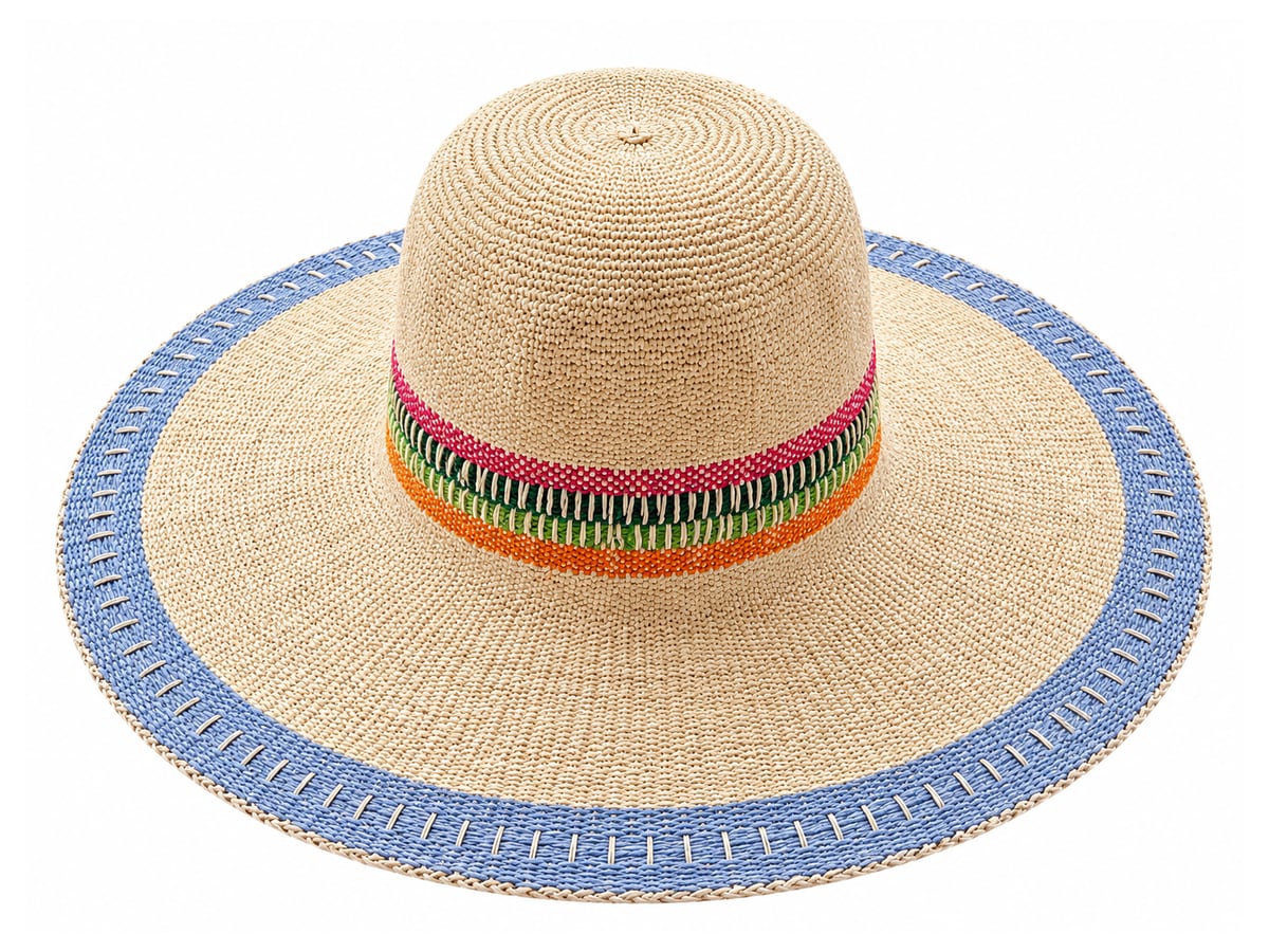 Cream Paper Hat Body with Blue Edge and Bright Band | product photo