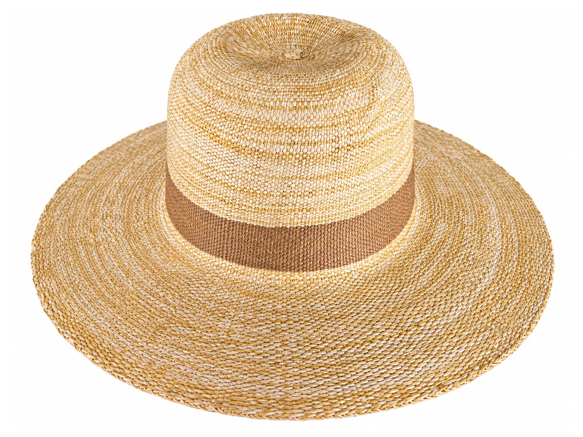 Honey Beige Marled Paper Hat Body with Brown Band | product photo