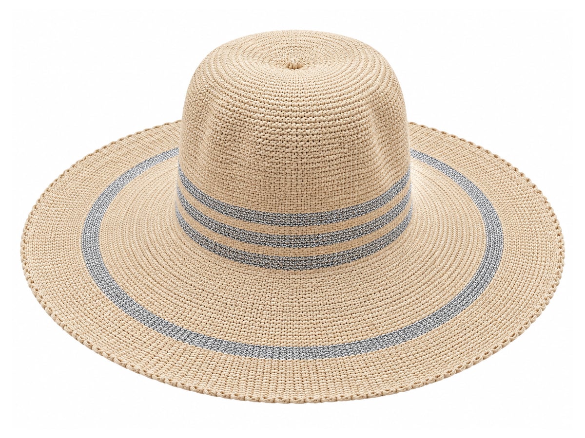 Beige Paper Hat Body with Fine Gray Woven Rings | product photo
