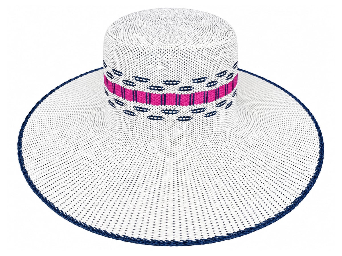 White Paper Hat Body with Pink and Navy Motifs | product photo