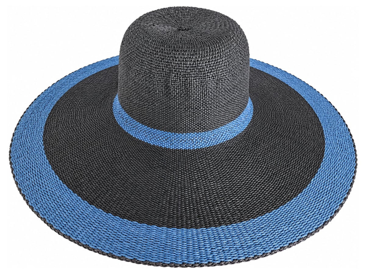 Charcoal Paper Hat Body with Blue Woven Accents | product photo