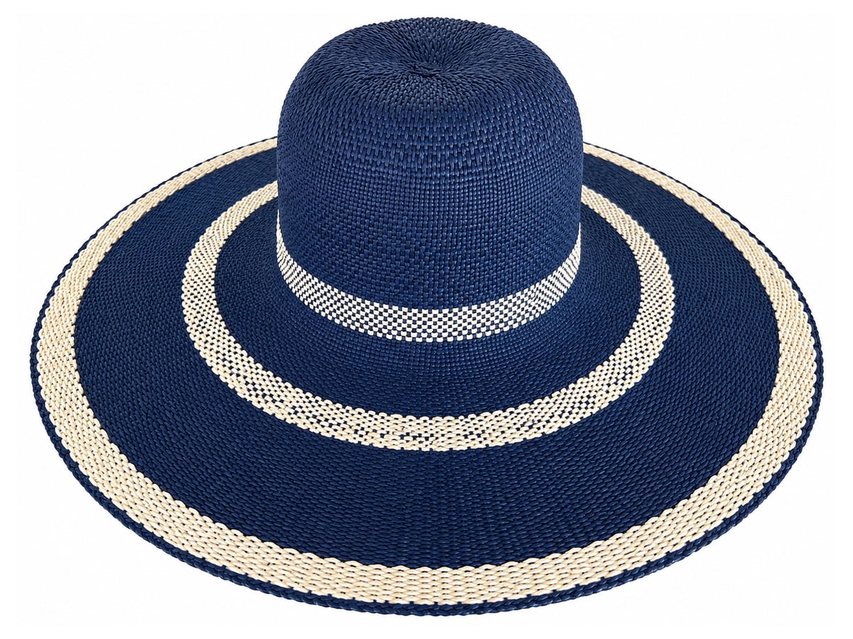 Navy Paper Hat Body with Cream Concentric Rings | product photo