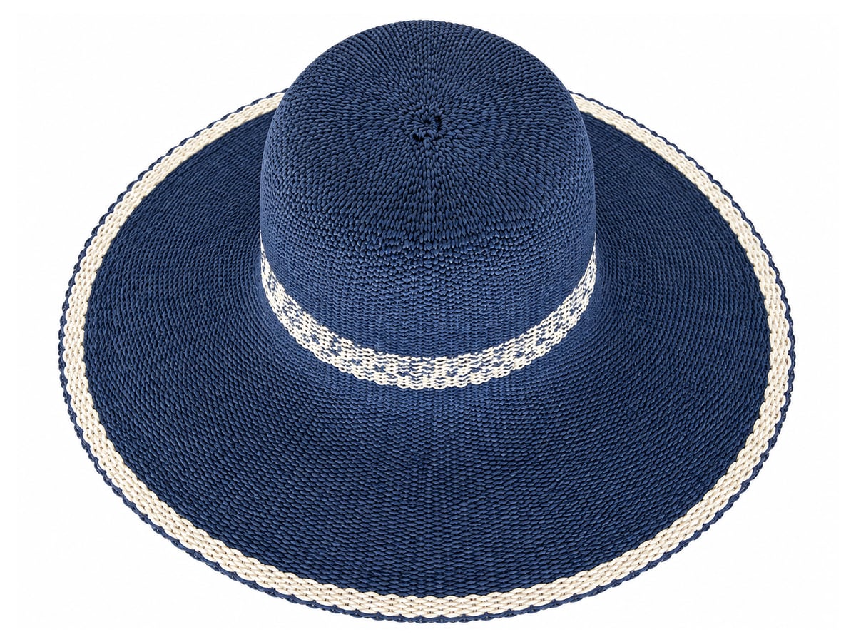 Navy Paper Hat Body with a Pale Patterned Stripe | product photo