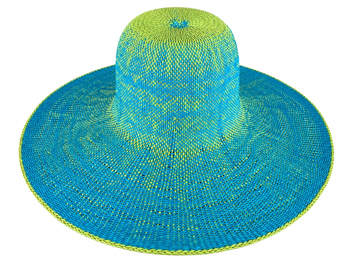 Turquoise Paper Hat Body with Lime-Mottled Crown | product photo