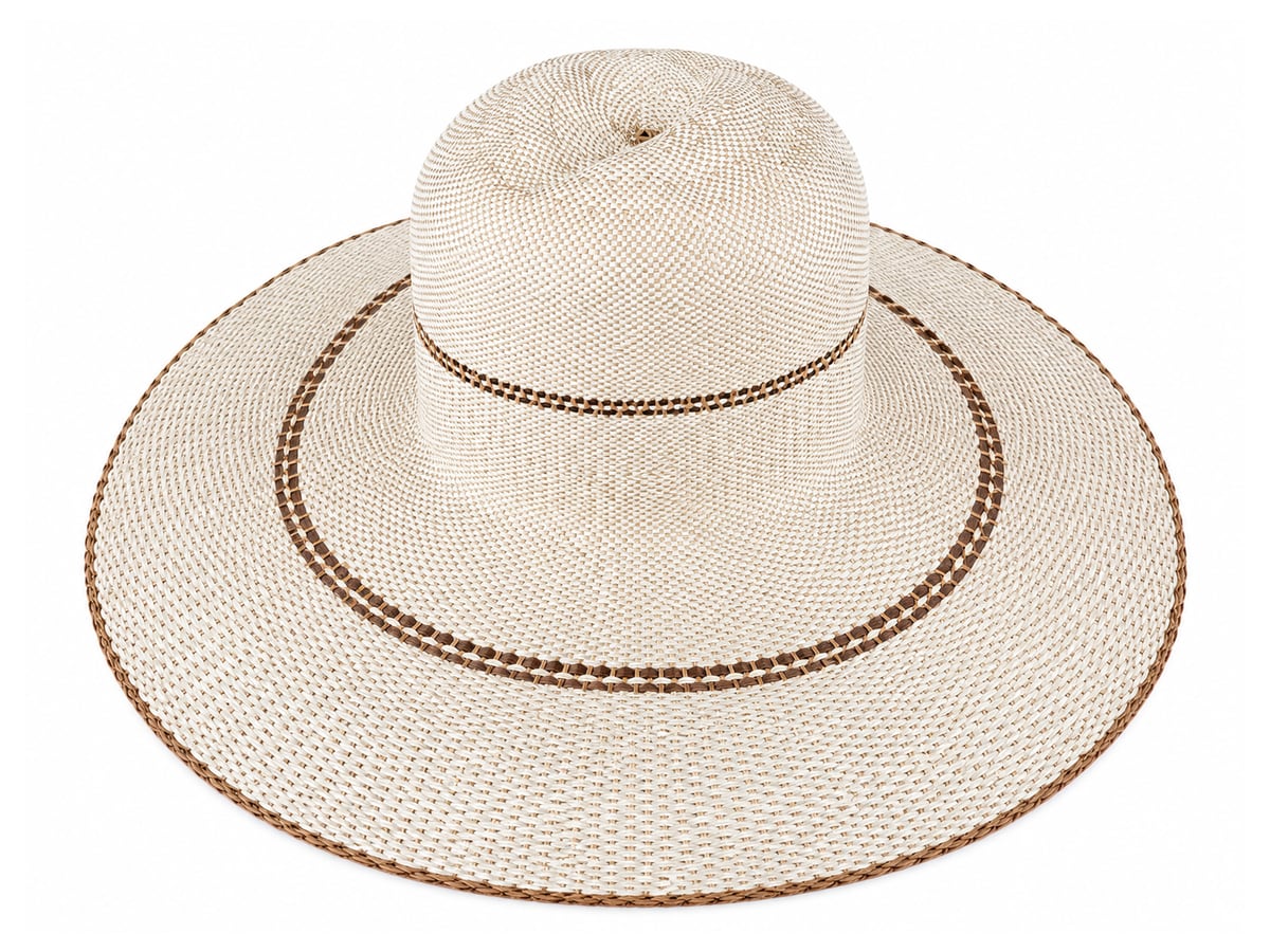 Ivory Paper Hat Body with Fine Brown Woven Rings | product photo