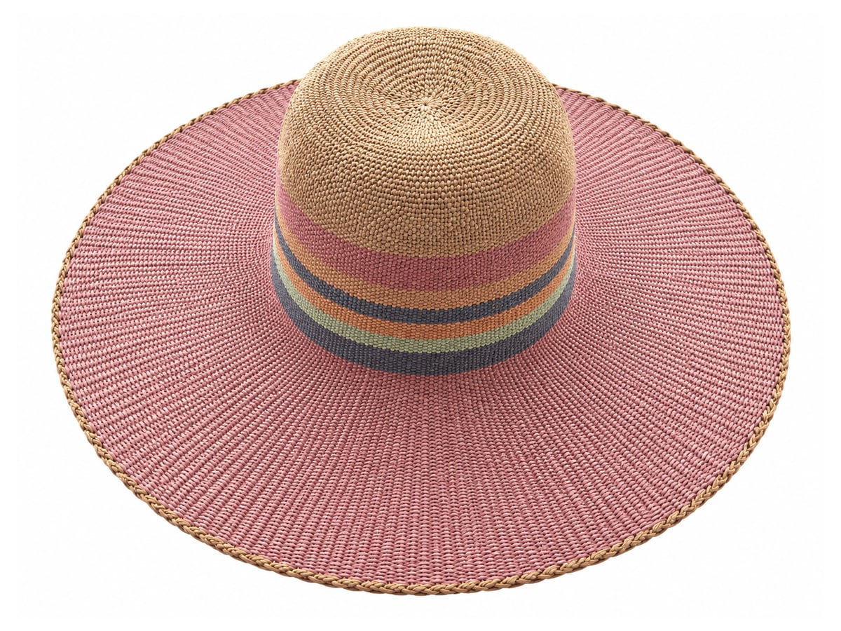 Paper Hat Body with a Pink Brim and Striped Crown | product photo