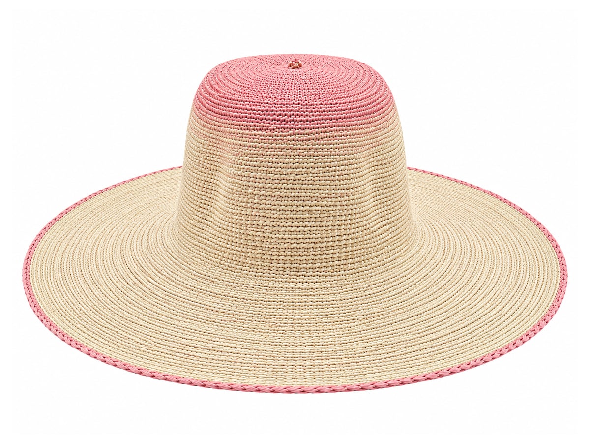 Cream Paper Hat Body with Pink Crown Top and Edge | product photo