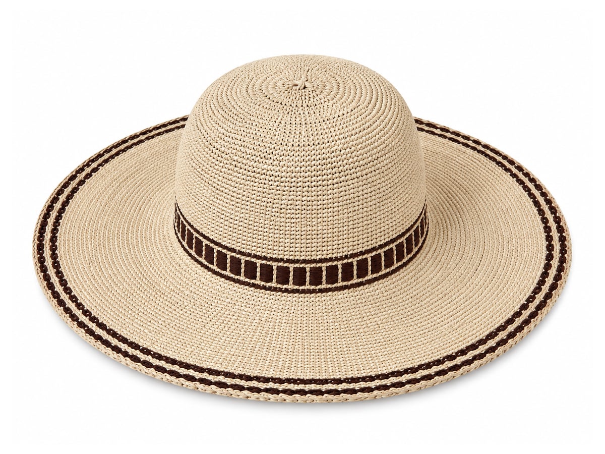 Low-Crown Cream Paper Hat Body with Brown Bar Band | product photo