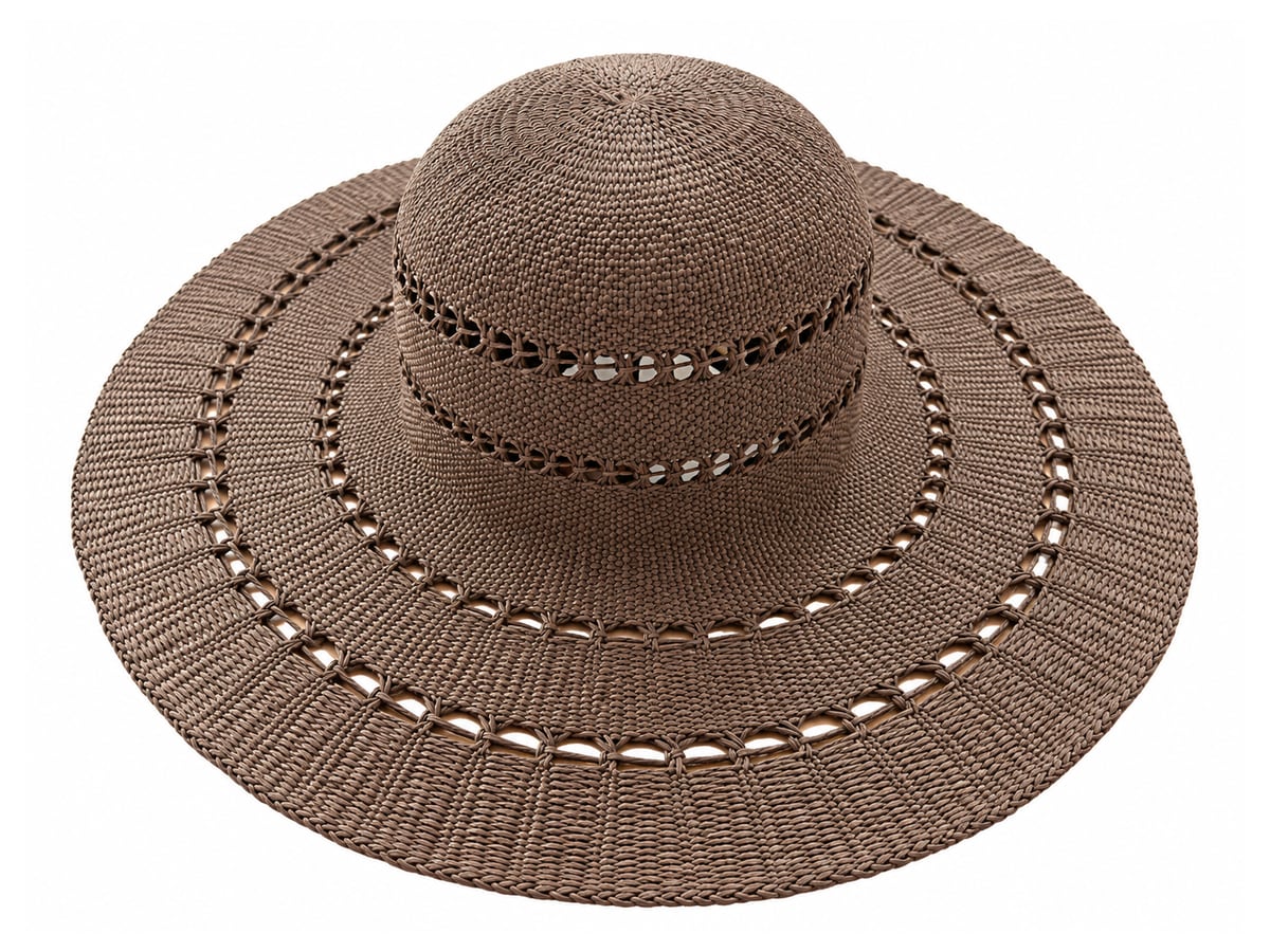 Brown Paper Hat Body with Openwork Crown and Brim | product photo