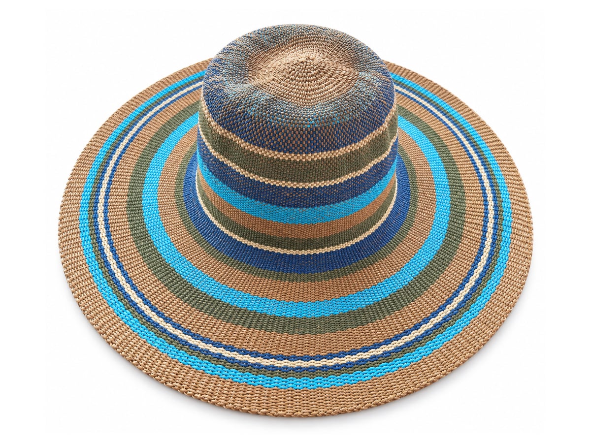 Turquoise and Brown Striped Paper Hat Body | product photo