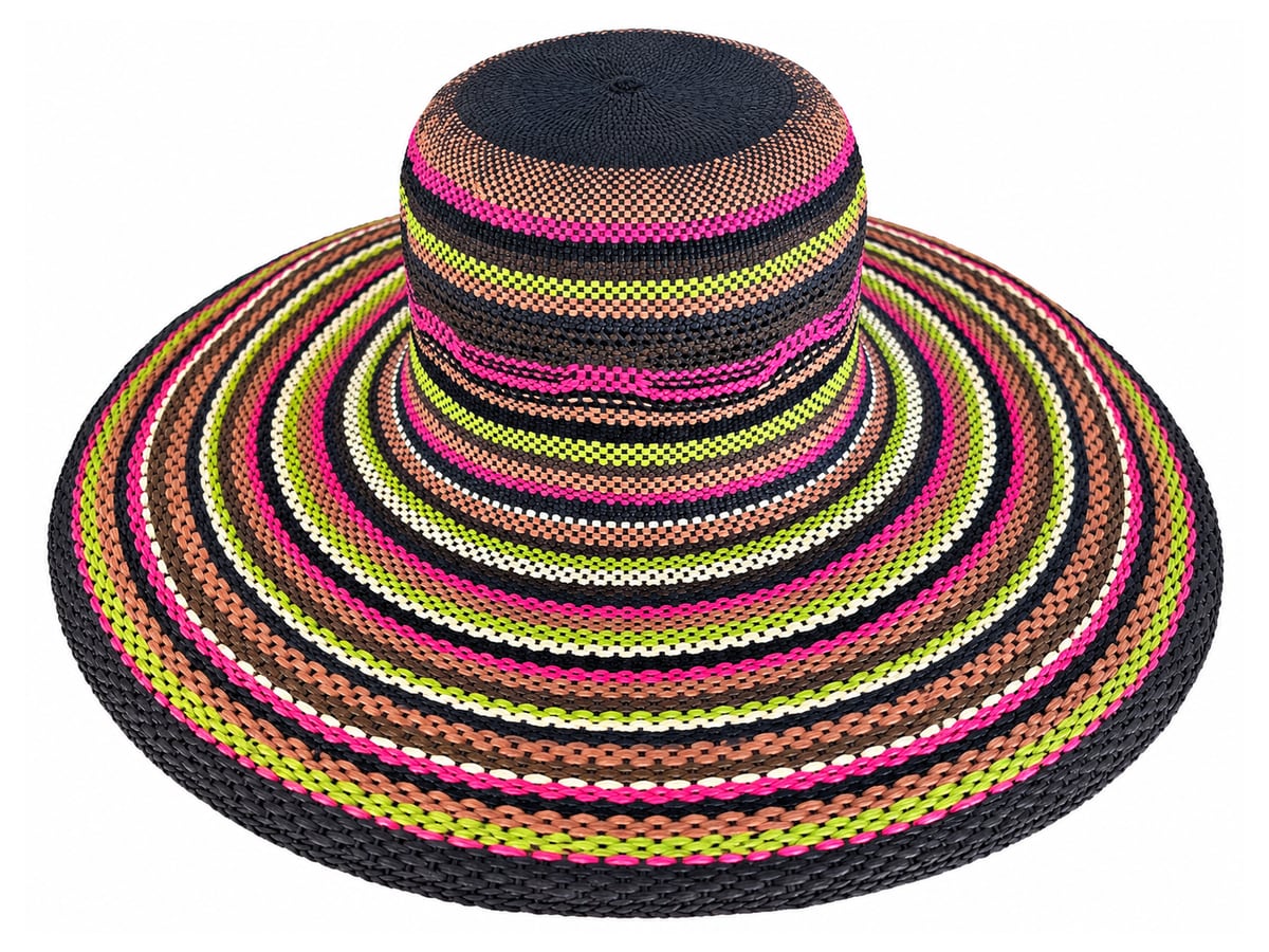 Black-Top Paper Hat Body with Pink and Lime Stripes | product photo