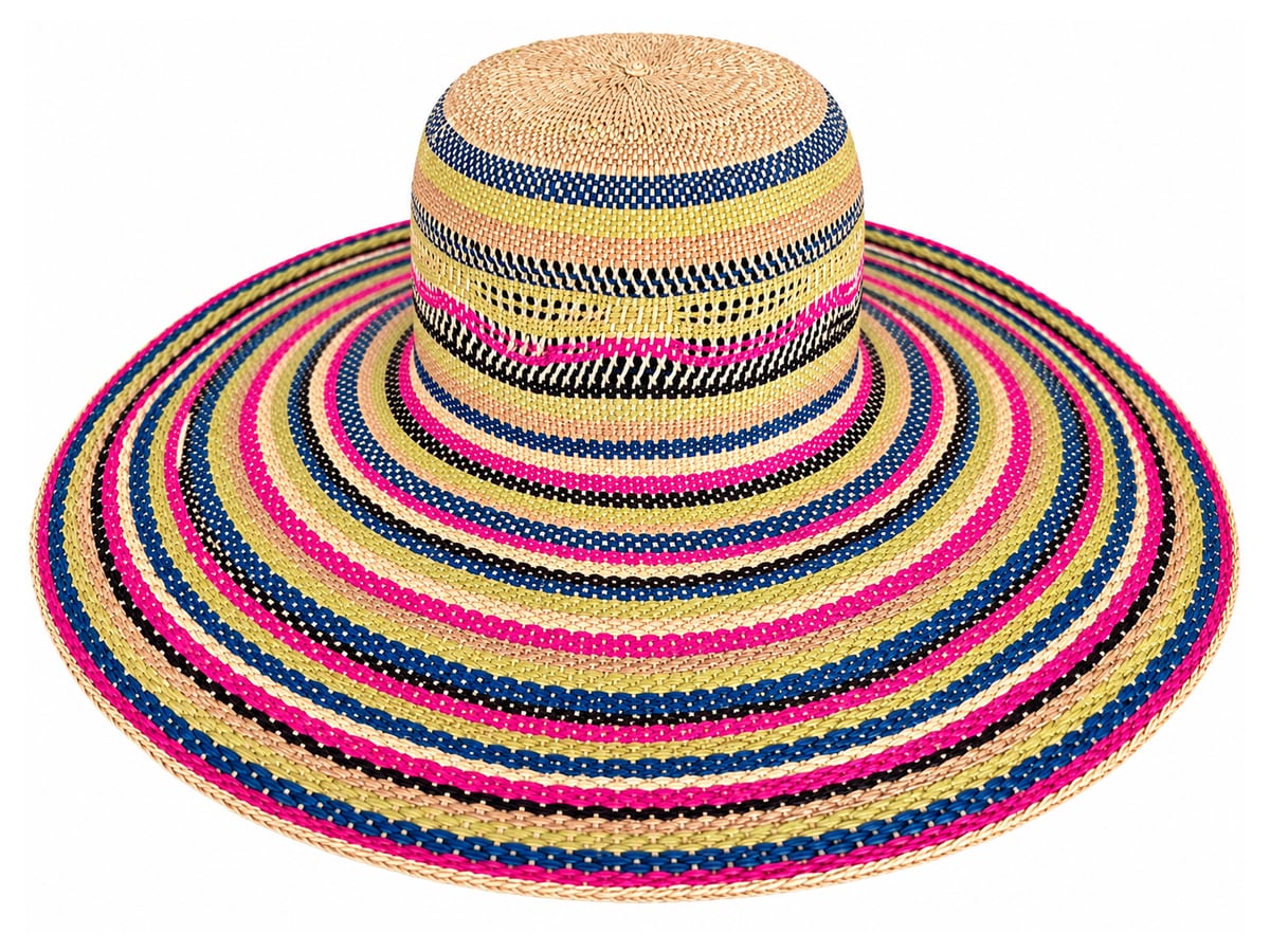 Tan-Top Paper Hat Body with Bright Rainbow Stripes | product photo