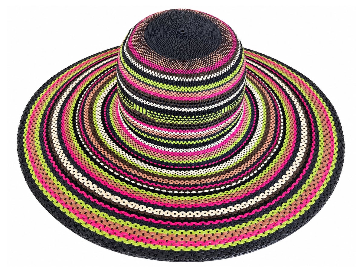 Dark Paper Hat Body with Pink and Green Fine Rings | product photo