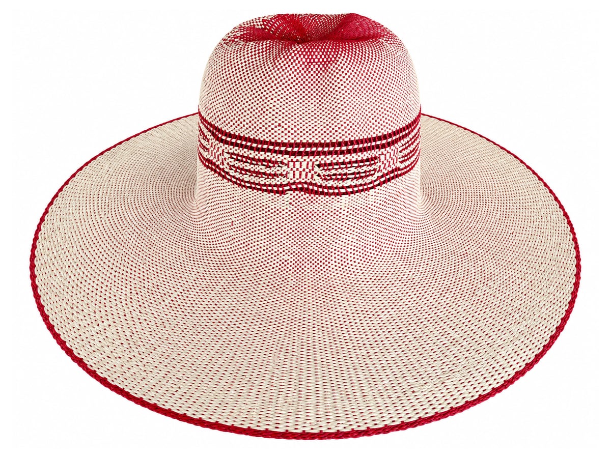 Red Ombre Paper Hat Body with a Contrast Brim Edge | product photo