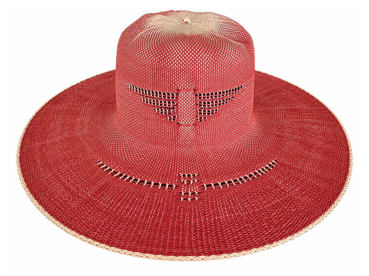 Red Paper Hat Body with Wing and Brim Openwork | product photo