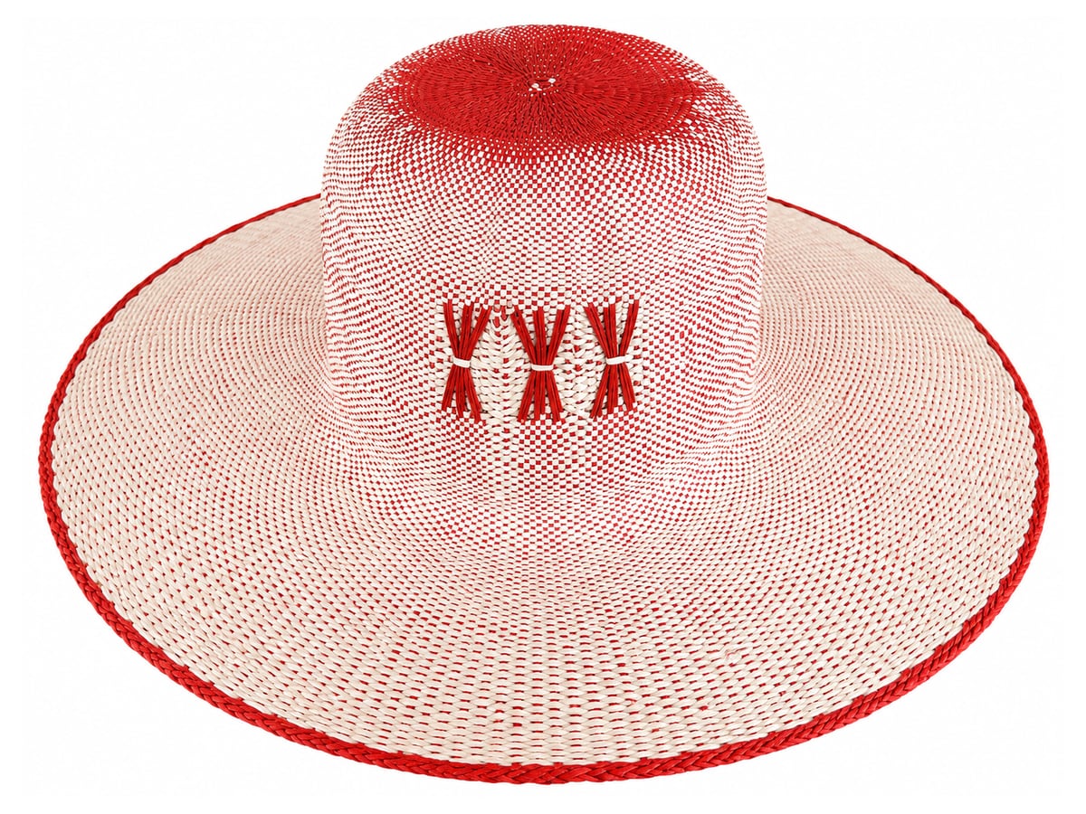 Ivory Paper Hat Body with a Red Ombre Crown | product photo