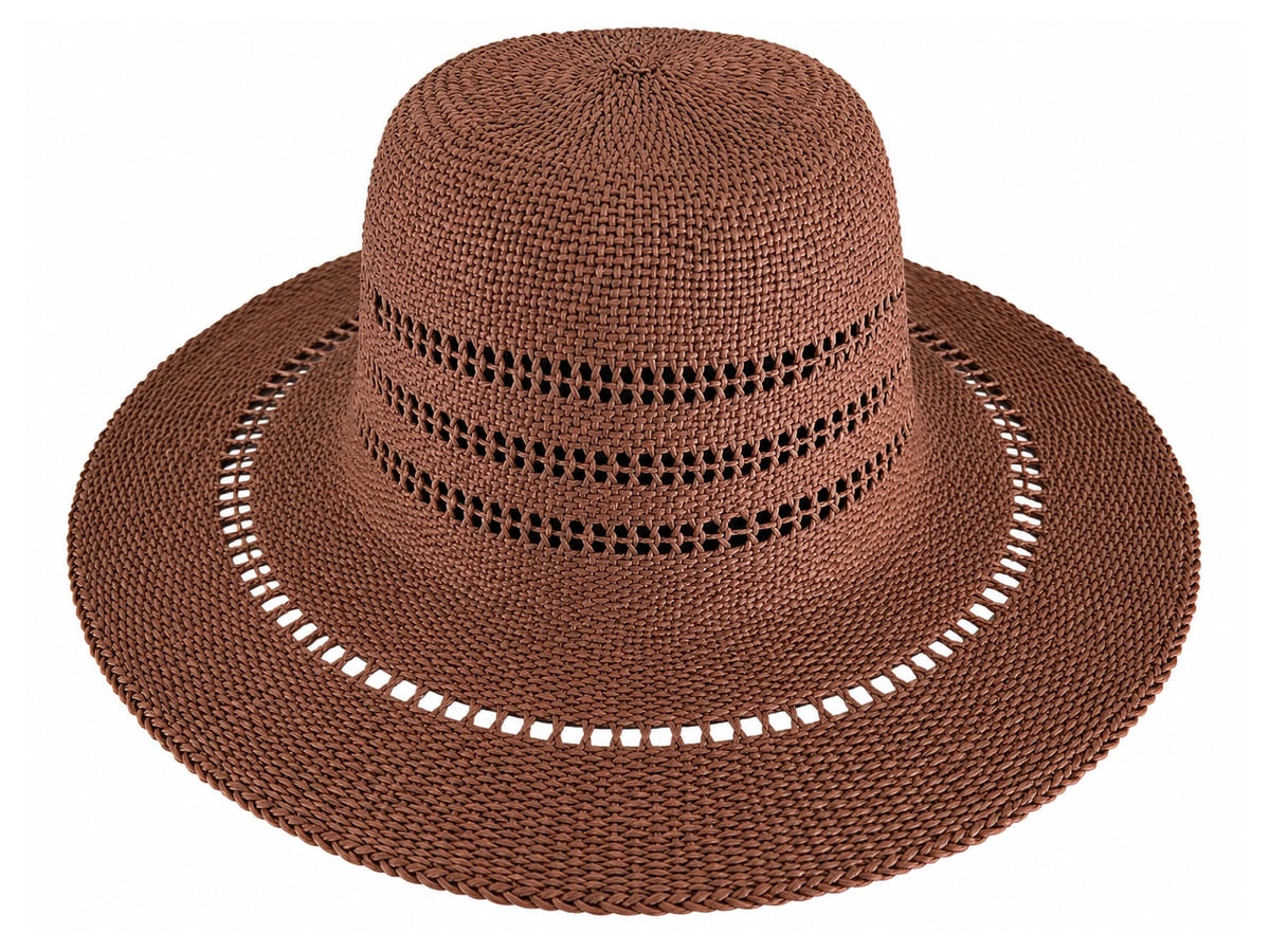 Rust Brown Paper Hat Body with Openwork Crown Bands | product photo