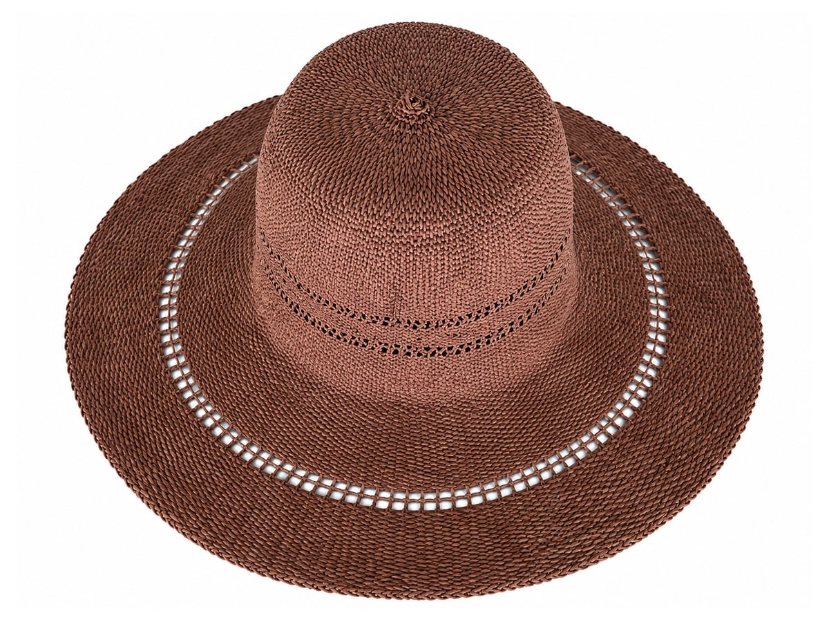 Brown Paper Hat Body with Openwork Brim Circle | product photo