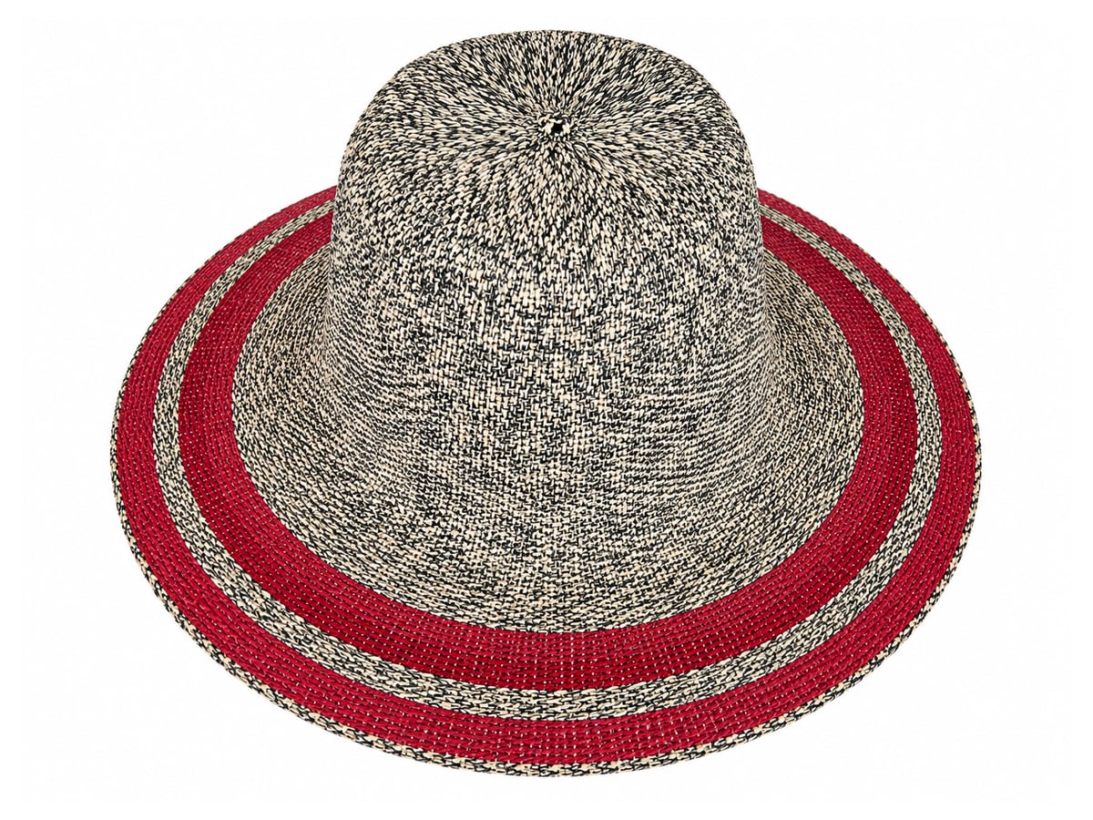 Gray Marled Paper Hat Body with Red Brim Rings | product photo