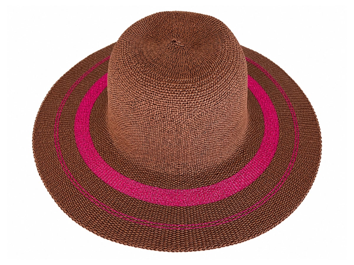 Brown Paper Hat Body with Magenta Concentric Brim Rings | product photo