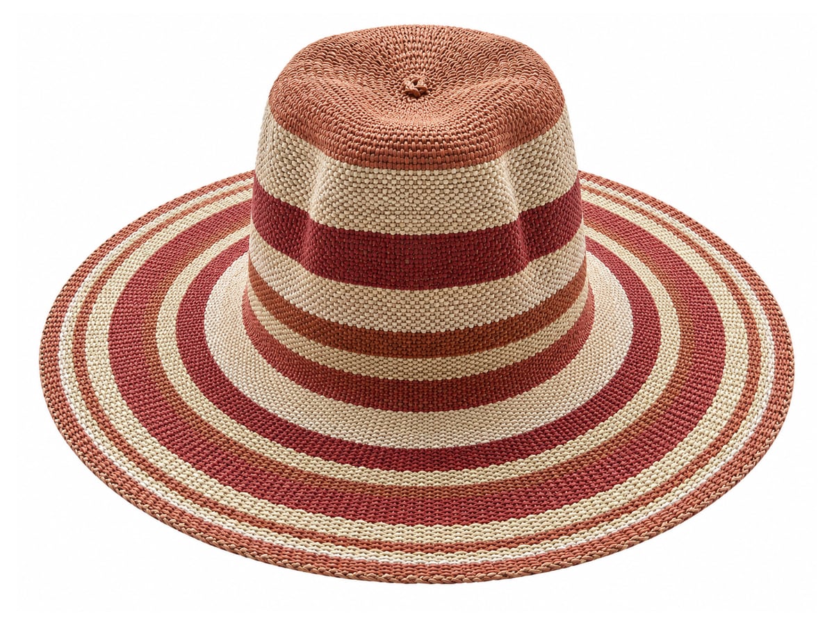 Rust and Cream Striped Paper Hat Body with Dipped Top | product photo