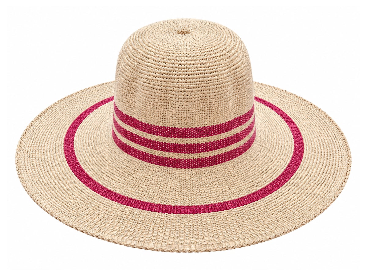 Cream Paper Hat Body with Magenta Crown and Brim Rings | product photo