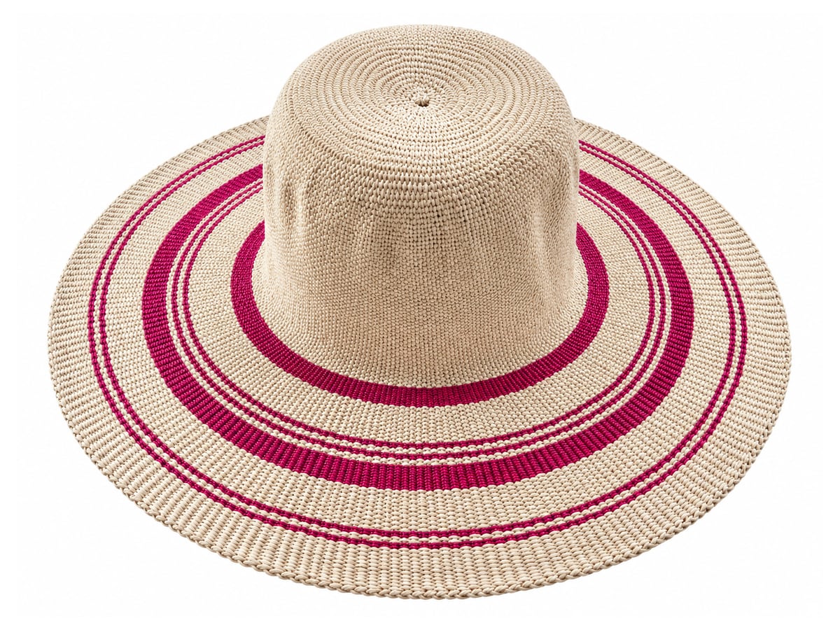 Cream Paper Hat Body with Magenta Concentric Rings | product photo