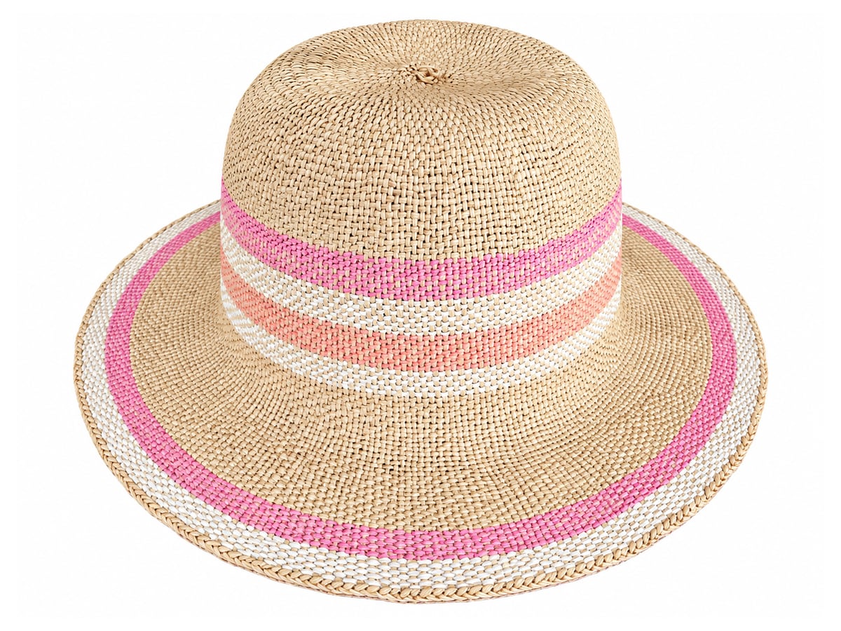 Beige Paper Hat Body with Pink and Cream Crown Bands | product photo