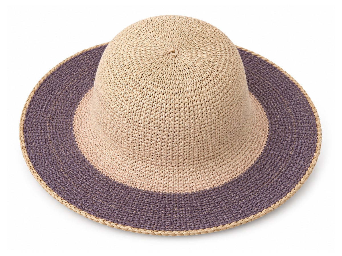 Beige Paper Hat Body with Muted Purple Flat Brim | product photo