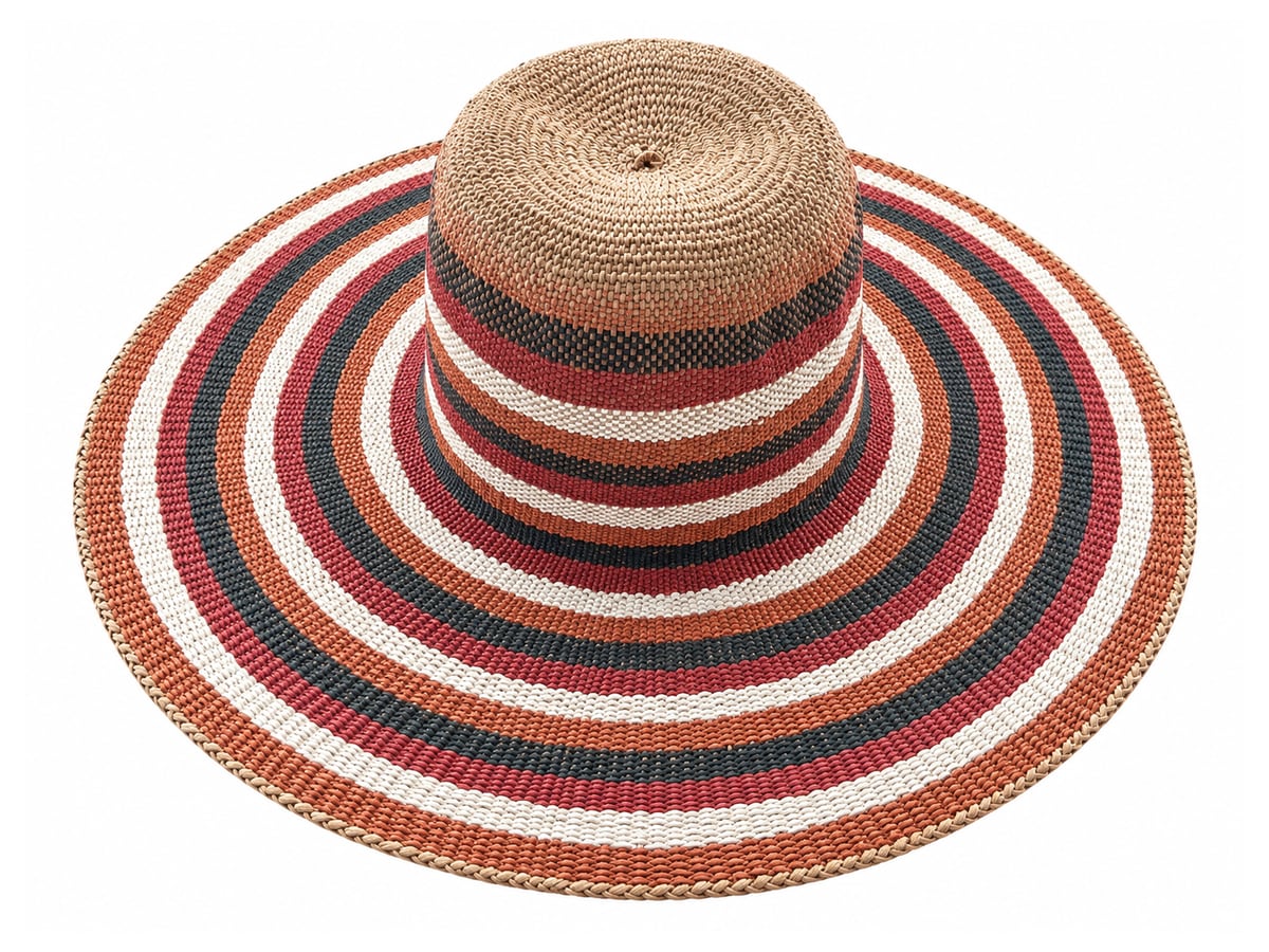 Rust and Cream Striped Paper Hat Body with Tan Top | product photo
