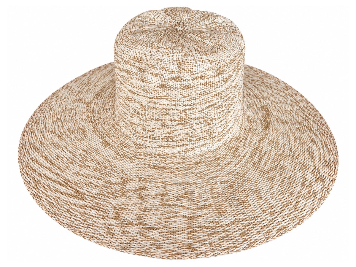 Tan and Cream Paper Hat Body with a Marled Weave | product photo