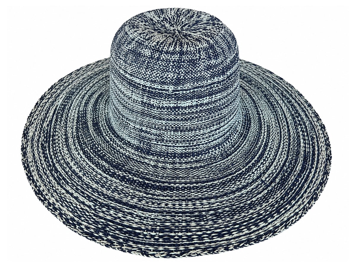 Blue-Gray Paper Hat Body with a Marled Stripe Pattern | product photo