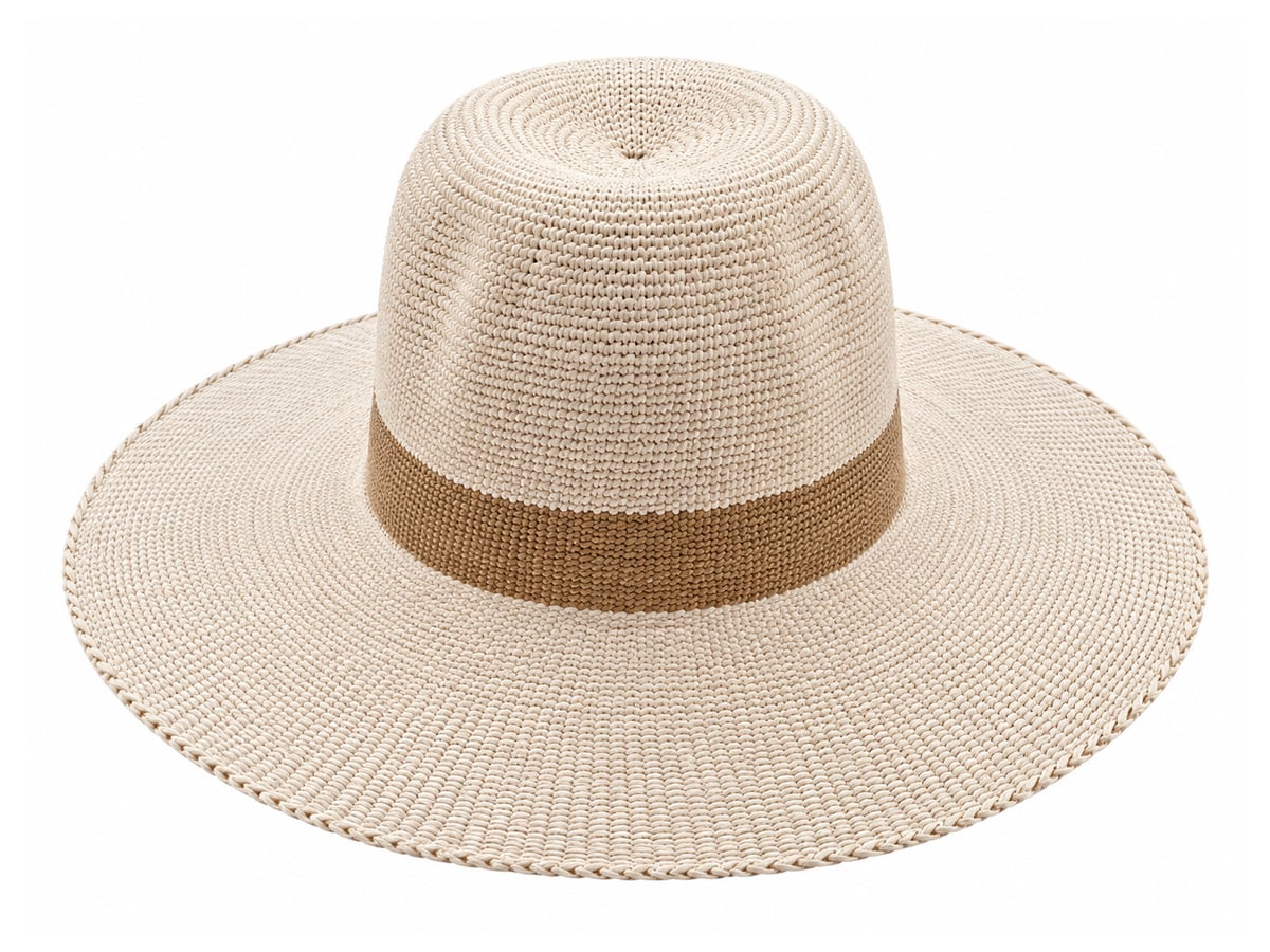 Cream Paper Hat Body with a Solid Tan Crown Stripe | product photo