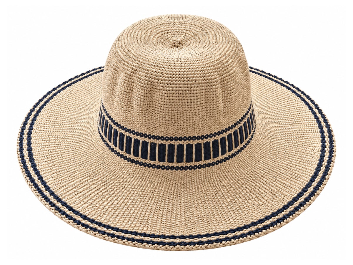 Beige Paper Hat Body with Folded Crown and Black Band | product photo