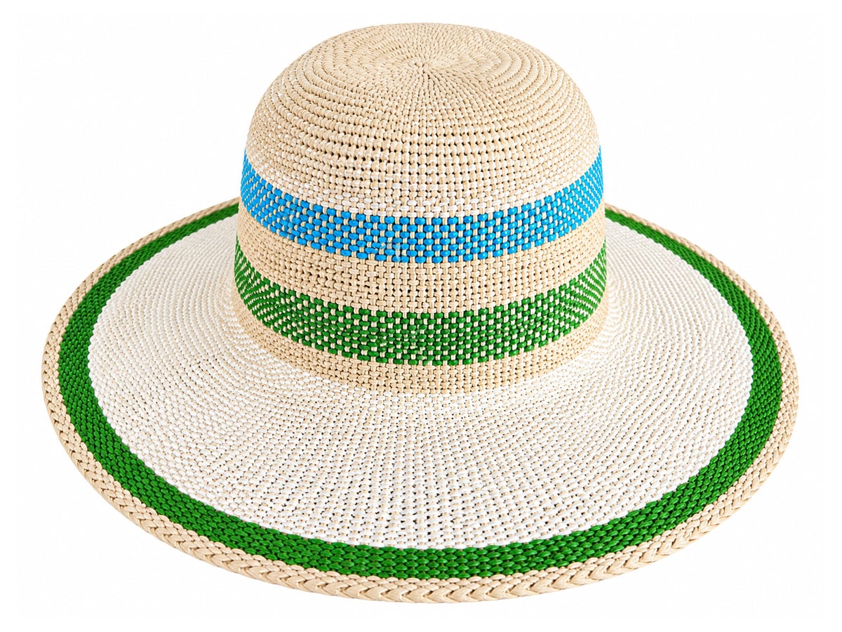 Cream Paper Hat Body with Aqua and Green Crown Rings | product photo