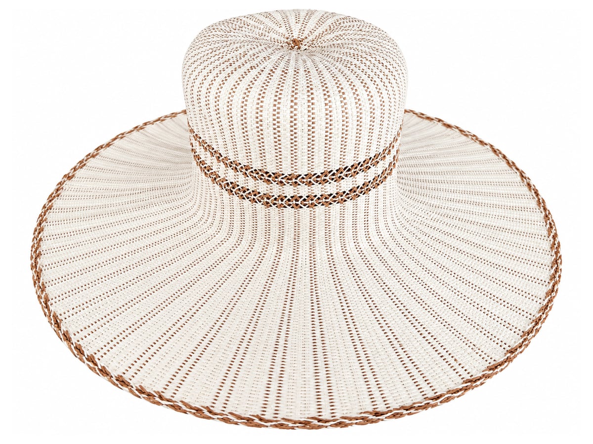 Ivory Paper Hat Body with Fine Tan Radial Stripes | product photo
