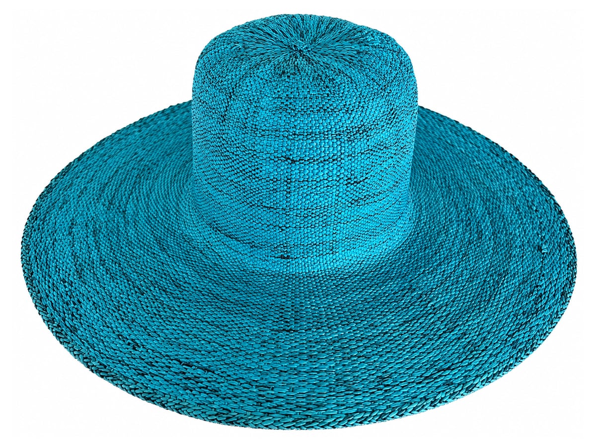 Deep Turquoise Paper Hat Body with Textured Weave | product photo