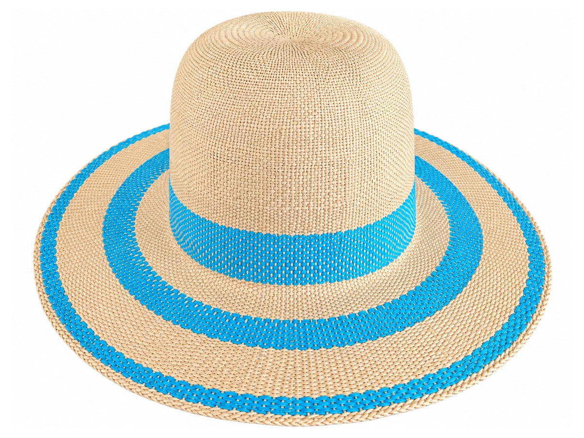 Beige Paper Hat Body with Bright Turquoise Rings | product photo