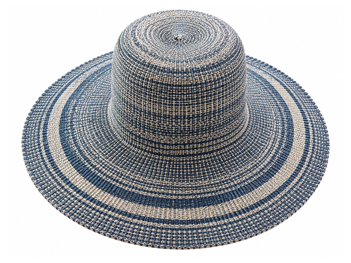 Blue and Cream Marled Paper Hat Body with Brim Rings | product photo