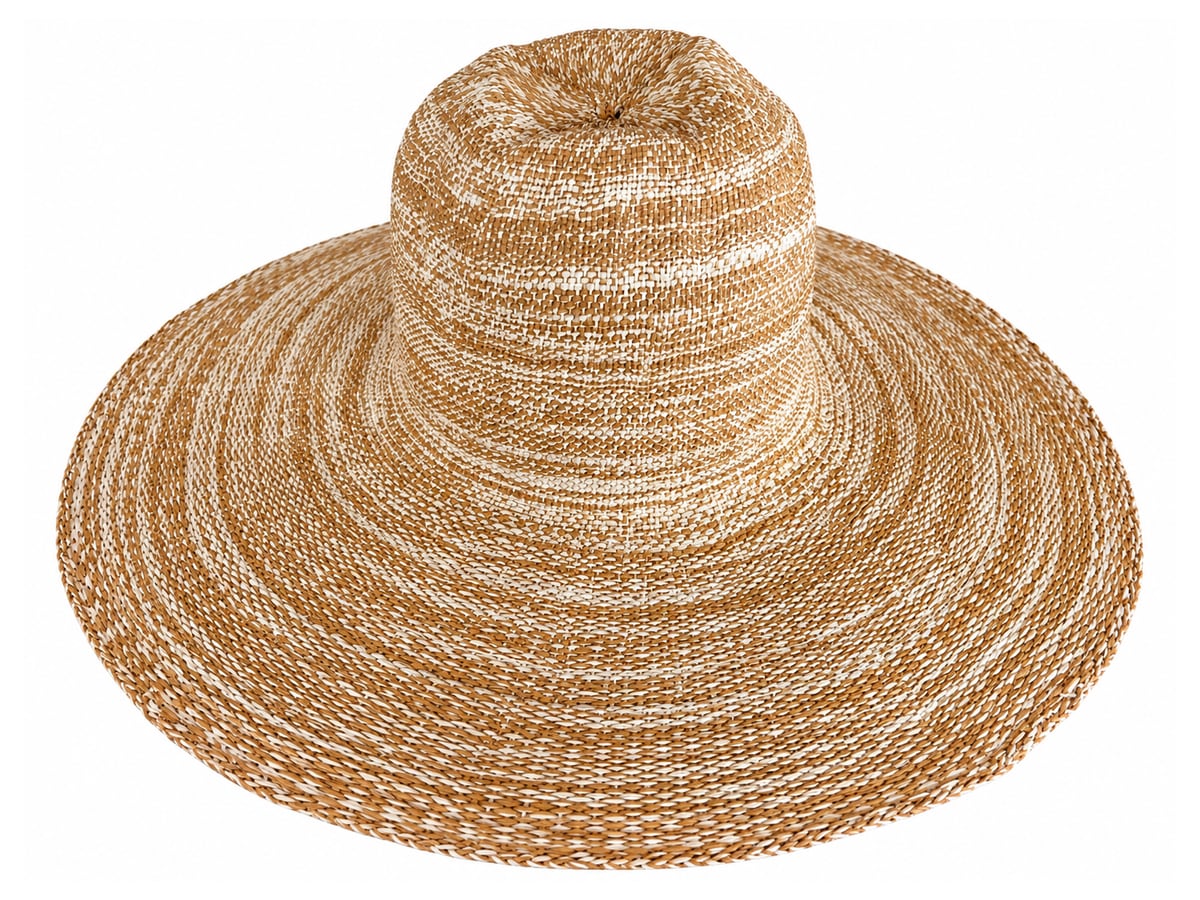 Tan Paper Hat Body with Cream Horizontal Weave Rows | product photo