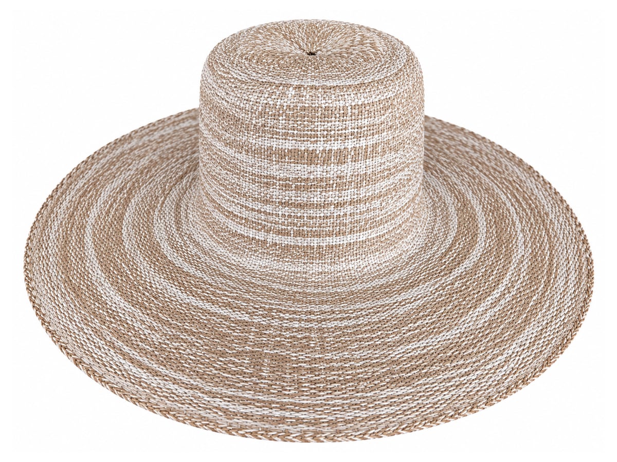Gray and Cream Paper Hat Body with Fine Woven Rings | product photo