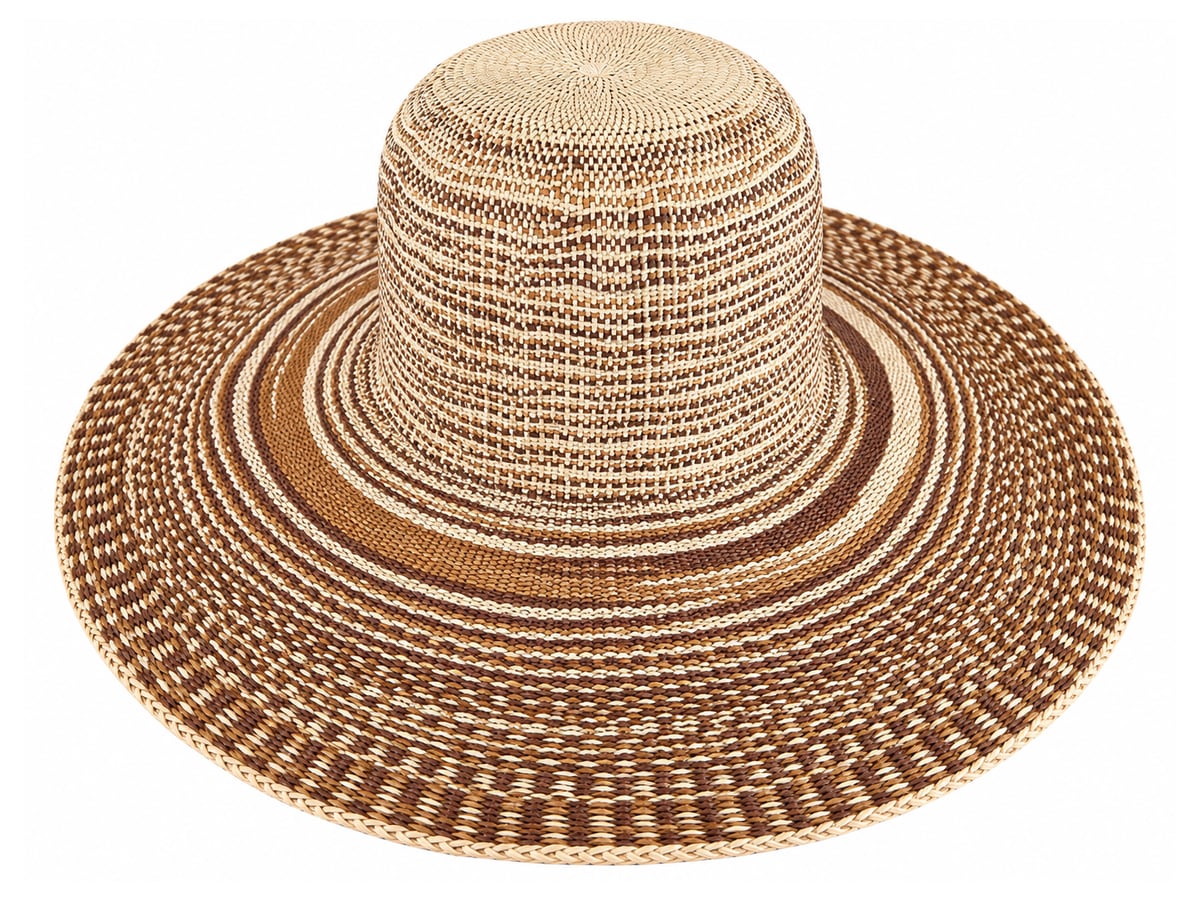 Brown and Cream Marled Paper Hat Body with Pale Top | product photo