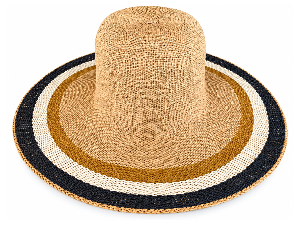 Golden Beige Paper Hat Body with Black Brim Edge | product photo
