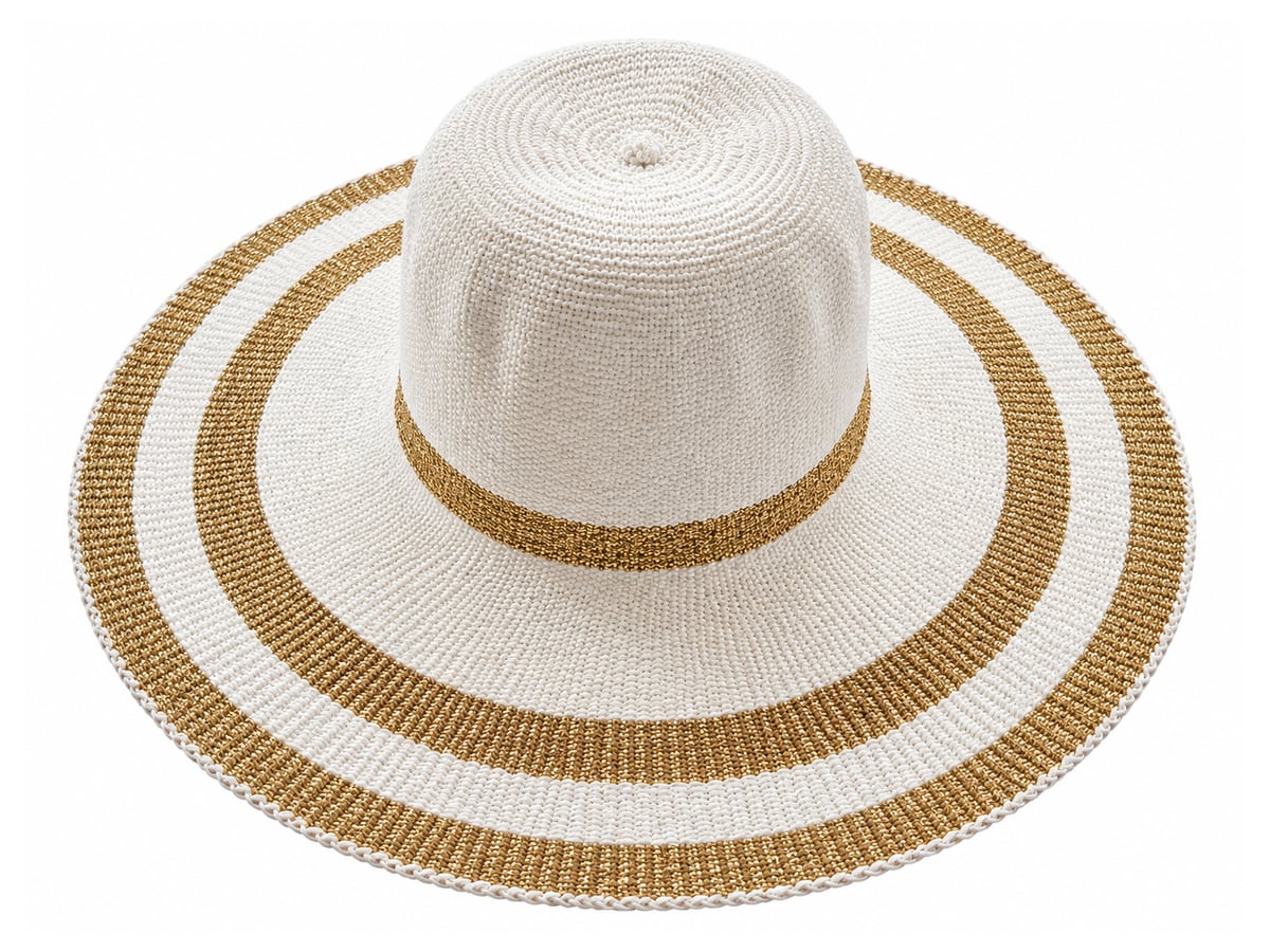 White Paper Hat Body with Golden Tan Brim Rings | product photo