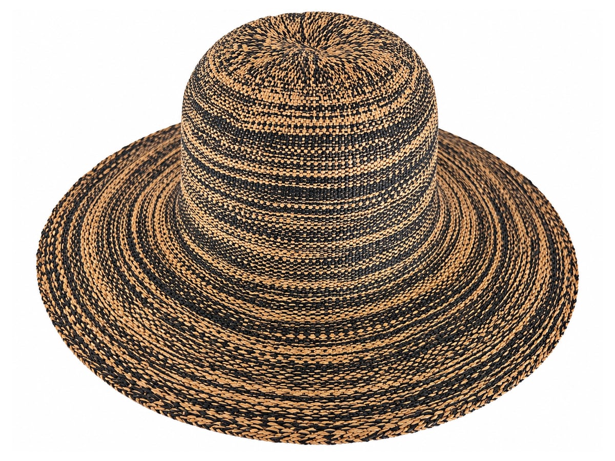 Black and Tan Paper Hat Body with Fine Woven Rings | product photo